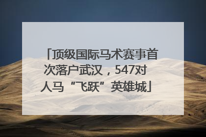 顶级国际马术赛事首次落户武汉，547对人马“飞跃”英雄城